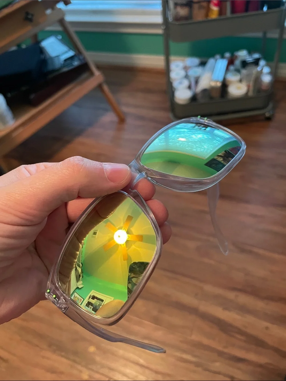 Oakley Holbrook Clear Frame Sunglasses with Yellow Accents